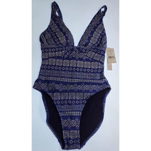 New Robin Piccone Ana One-Piece  Swimsuit size 8 Blue - Picture 1 of 6